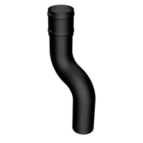 Cast Aluminium Round Downpipe 1 Part Swan Neck - 76mm x 60mm to 150mm Black (9005 Leatherette)