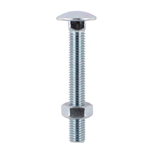 M10 x 180mm - Coach Bolt with Nut Grade 4.6 DIN 603 - BZP - Bag of 5