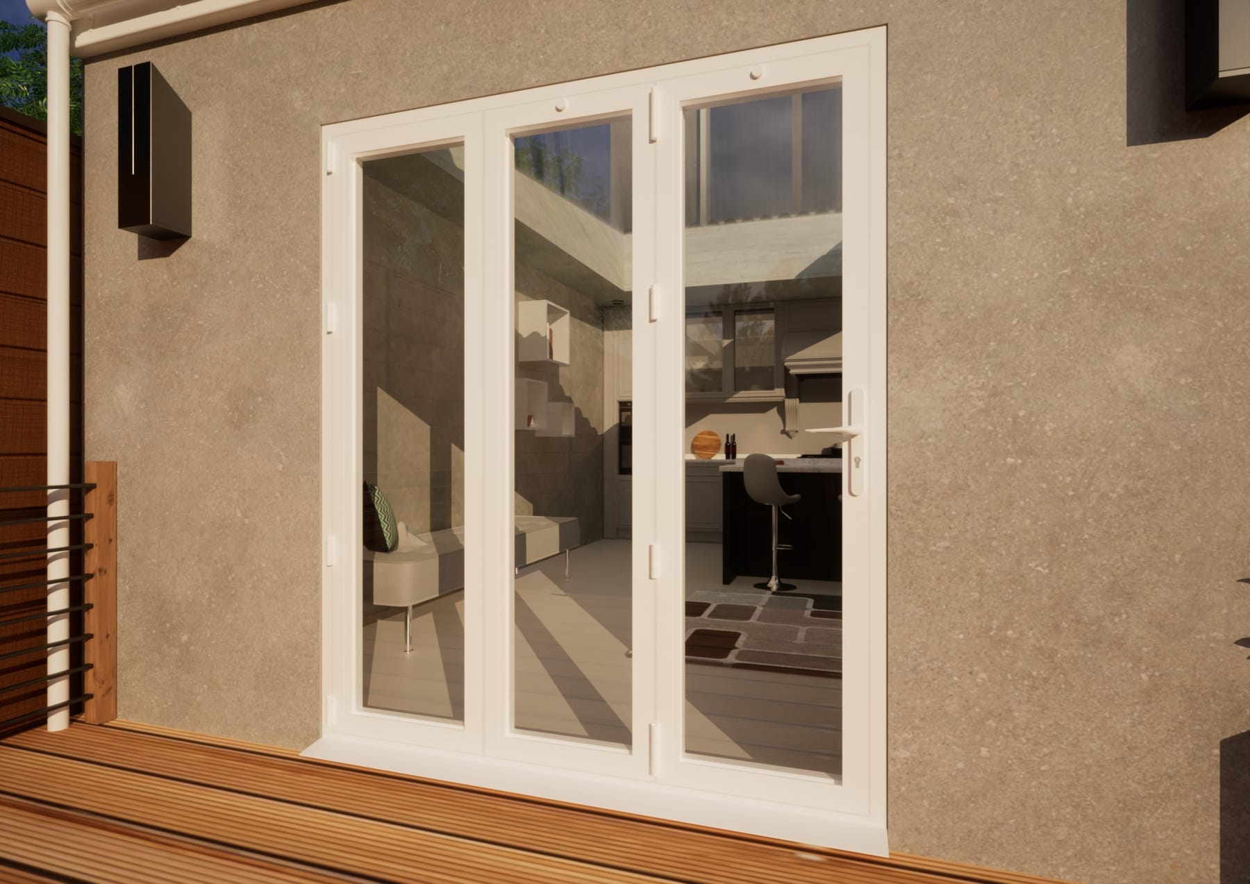 Aluminium Bifold Door Part Q Compliant - 1800mm White - 3 Left