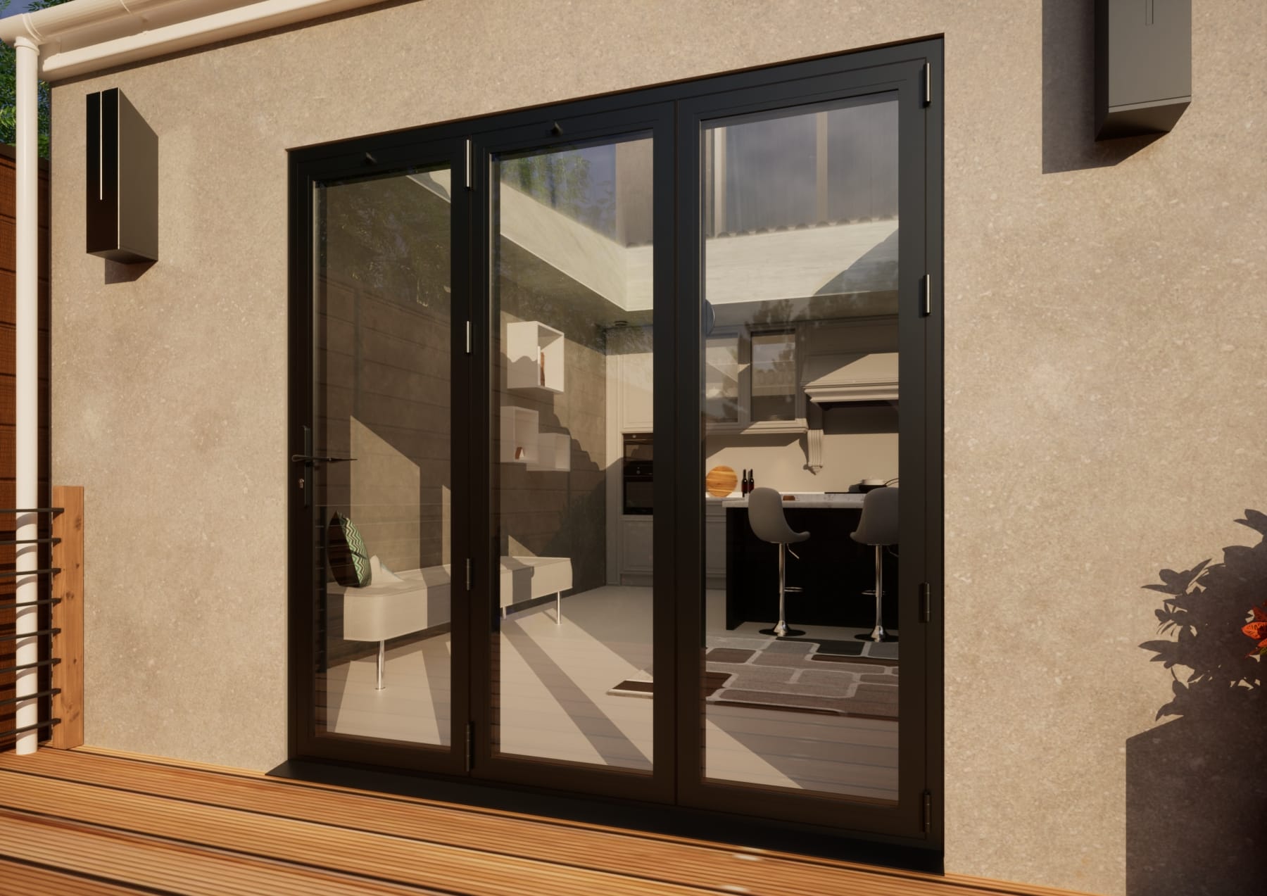 Aluminium Bifold Door - 2100mm Anthracite Grey - 3 Right