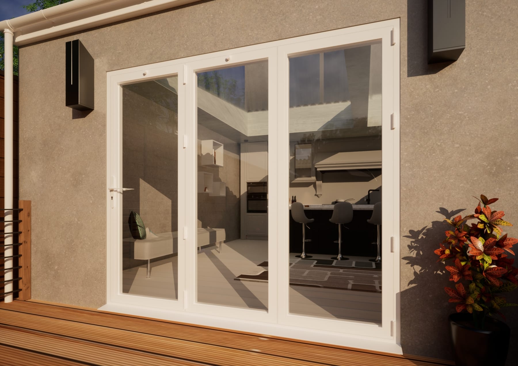 Aluminium Bifold Door Part Q Compliant - 2400mm White - 3 Right
