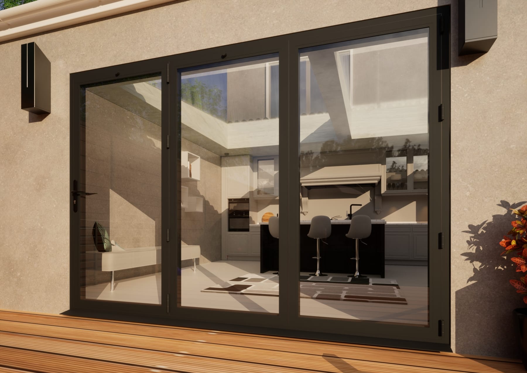 Aluminium Bifold Door - 3000mm Anthracite Grey - 3 Right