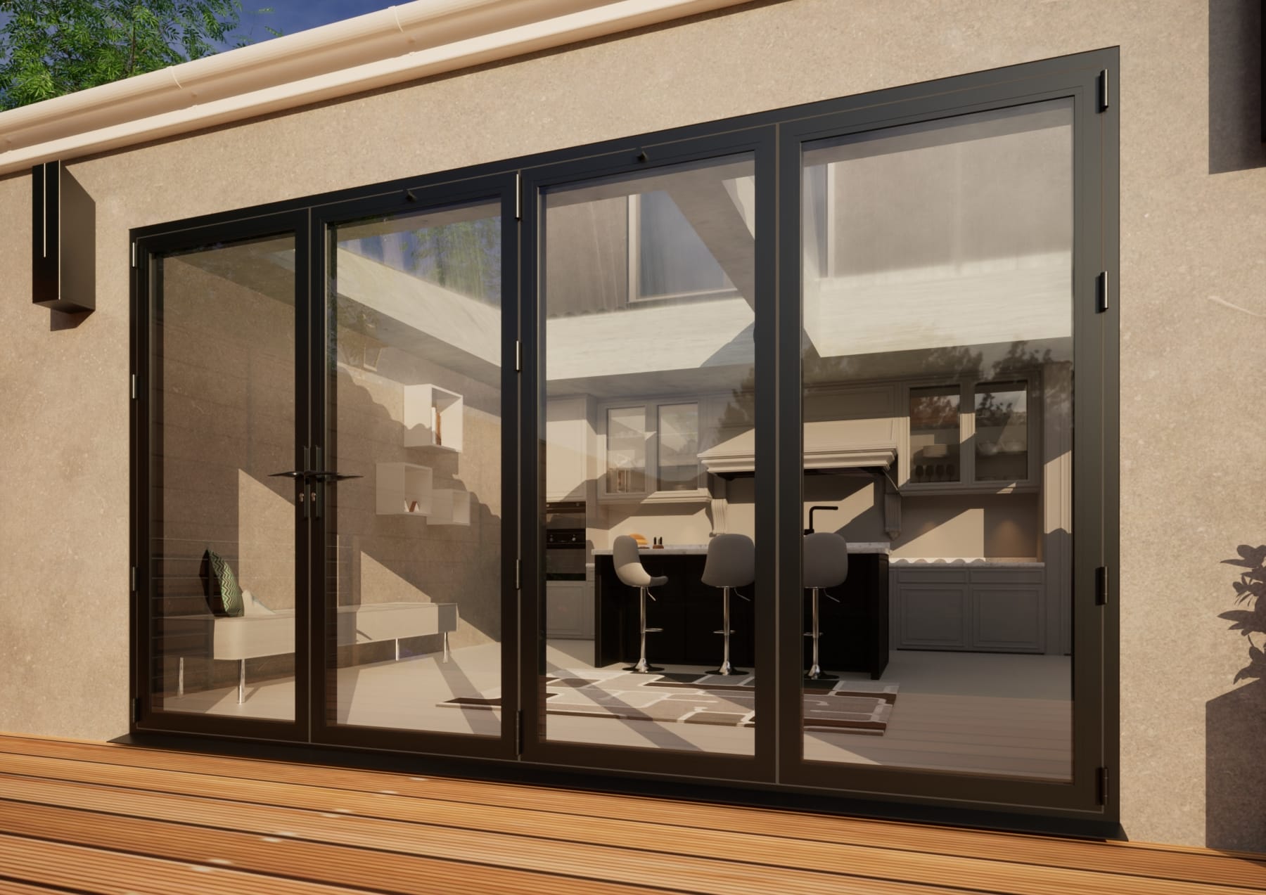 Aluminium Bifold Door - 3600mm Anthracite Grey - 1 Left 3 Right