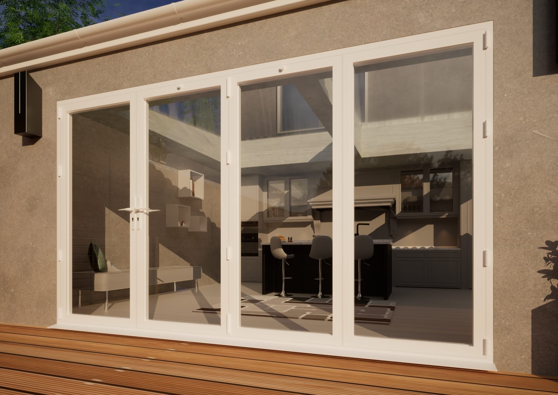 Aluminium Bifold Door - 3600mm White - 1 Left 3 Right