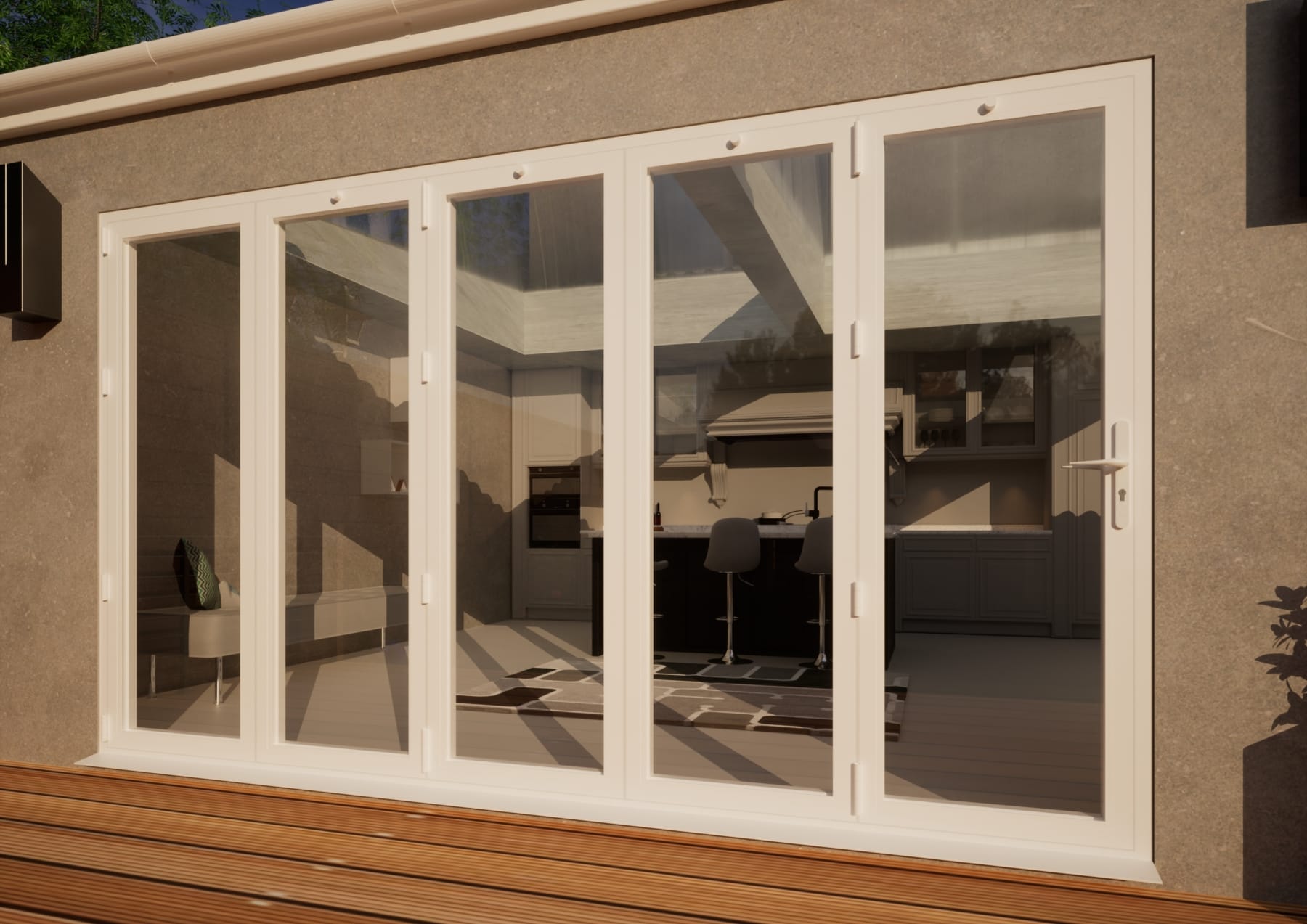 Sheerline White Aluminium Bifold Door Part Q Compliant - 3600Mm - 5 Left