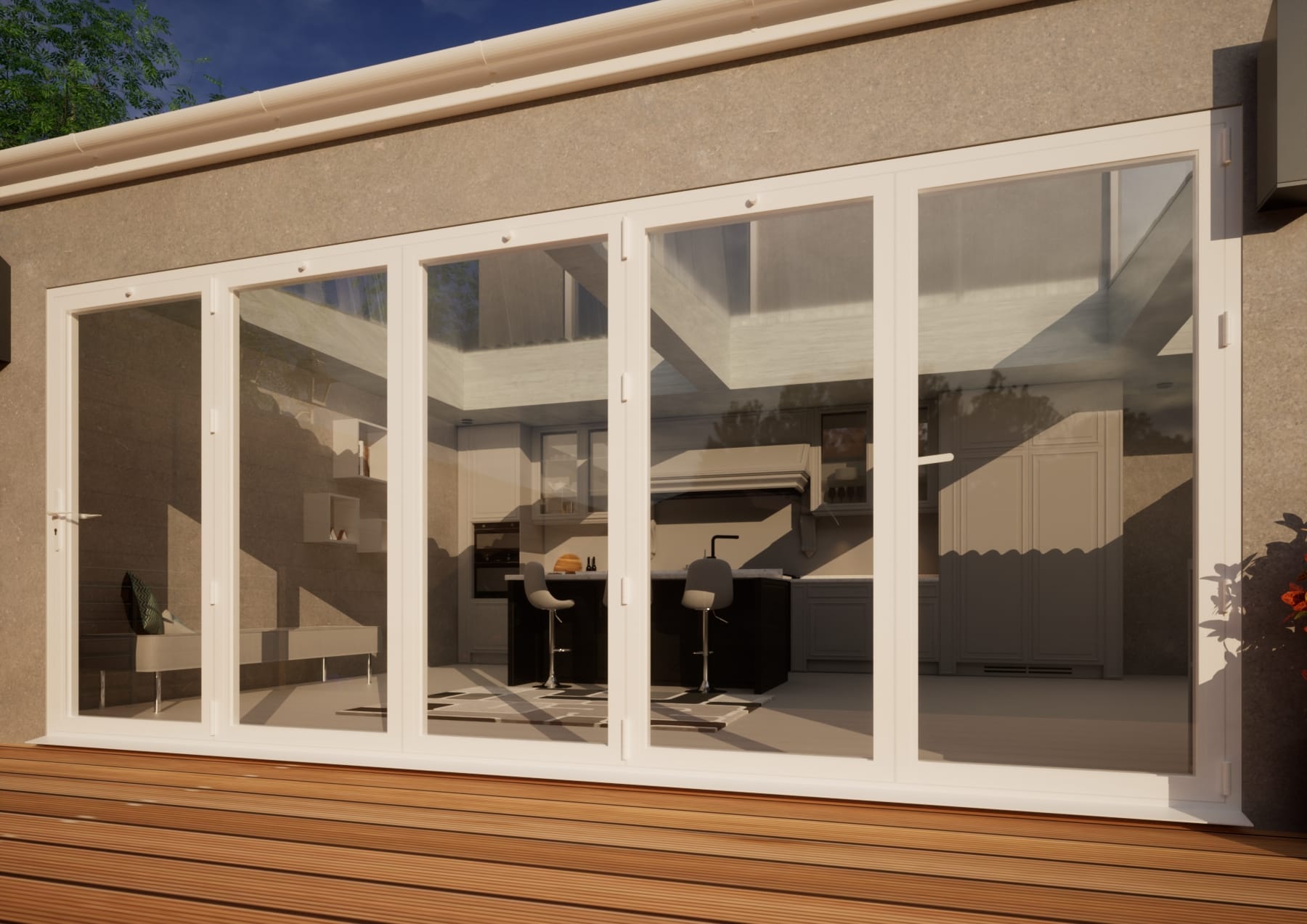 Aluminium Bifold Door - 4800mm White - 5 Right