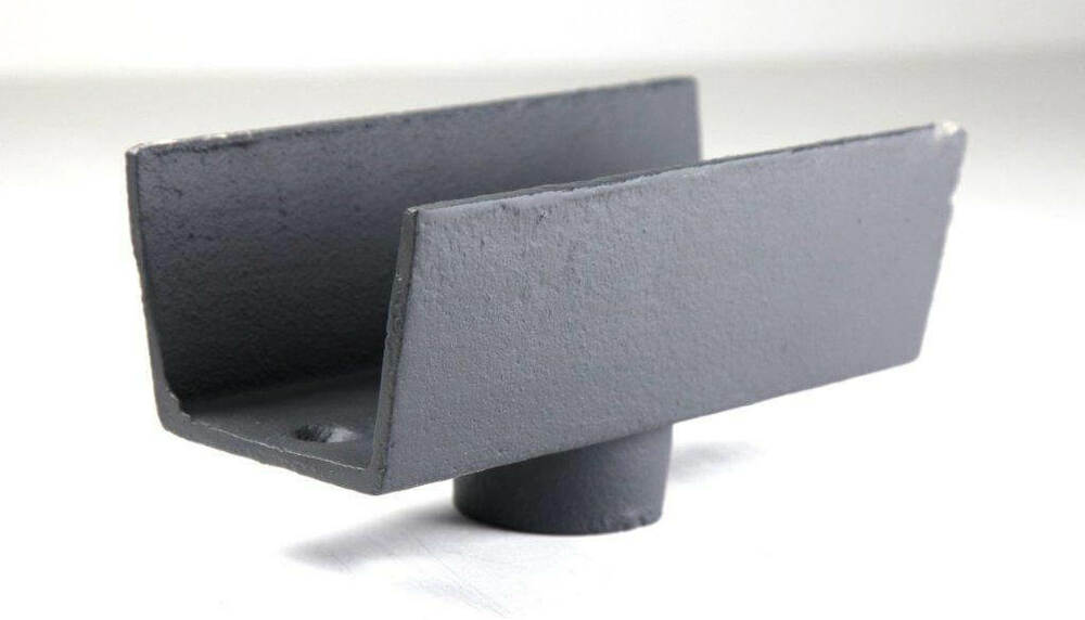 Cast Iron Box Gutter Running Outlet - 100mm for 65mm Downpipe Primed