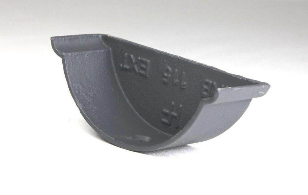Cast Iron Beaded Half Round Gutter External Stopend - 125mm Primed