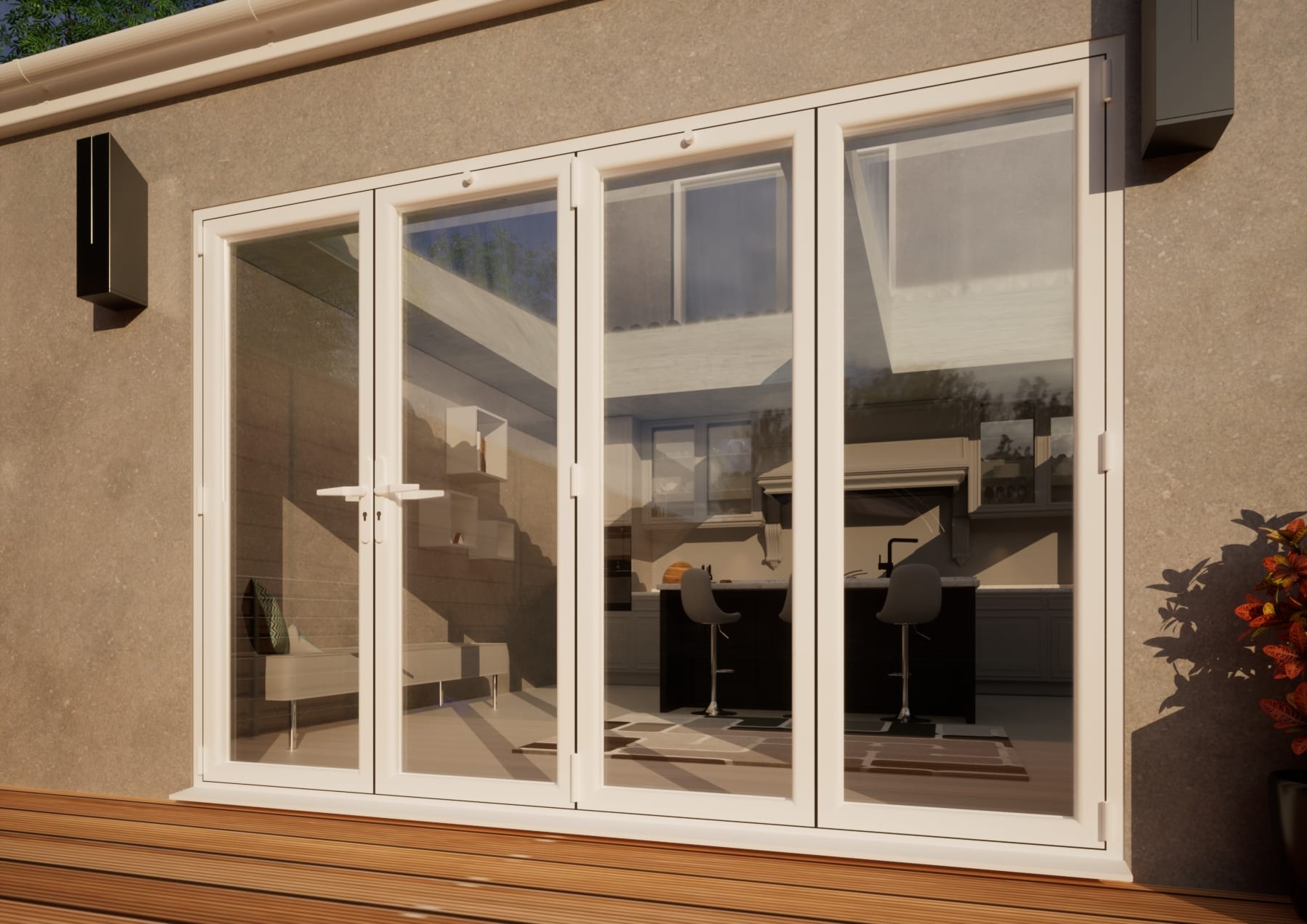 PVC Bifold Door - 3000mm White - 1 Left 3 Right