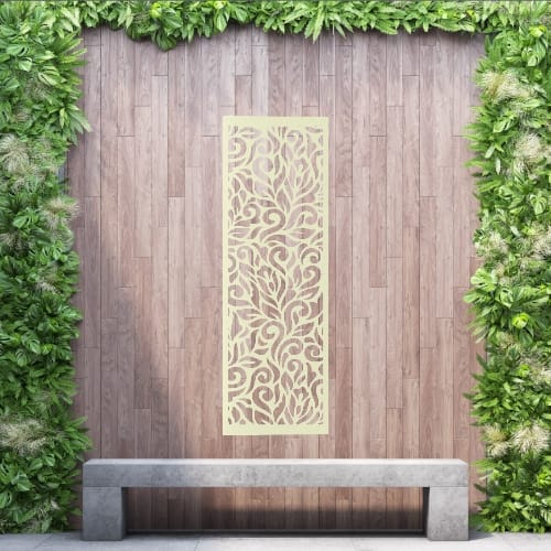 Aluminium Privacy Screen Botanical - Wall Mounted - 1800mm x 600mm Cream
