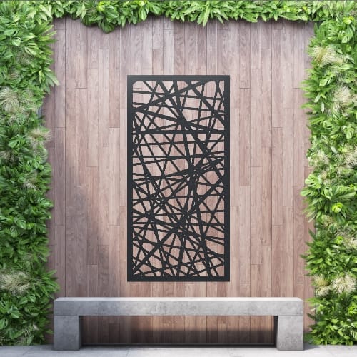 Aluminium Privacy Screen Tangled - Wall Mounted - 1800mm x 900mm Black