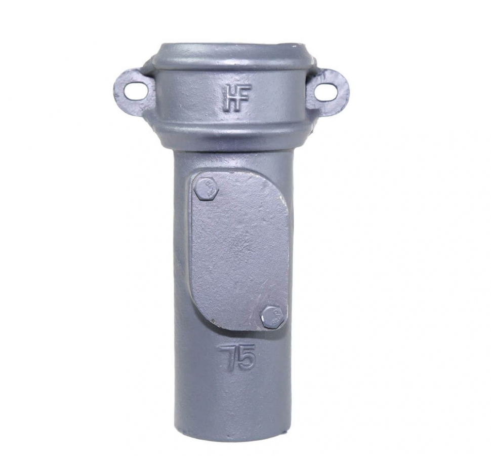 Cast Iron Round Downpipe Eared Access Pipe - 75mm Primed