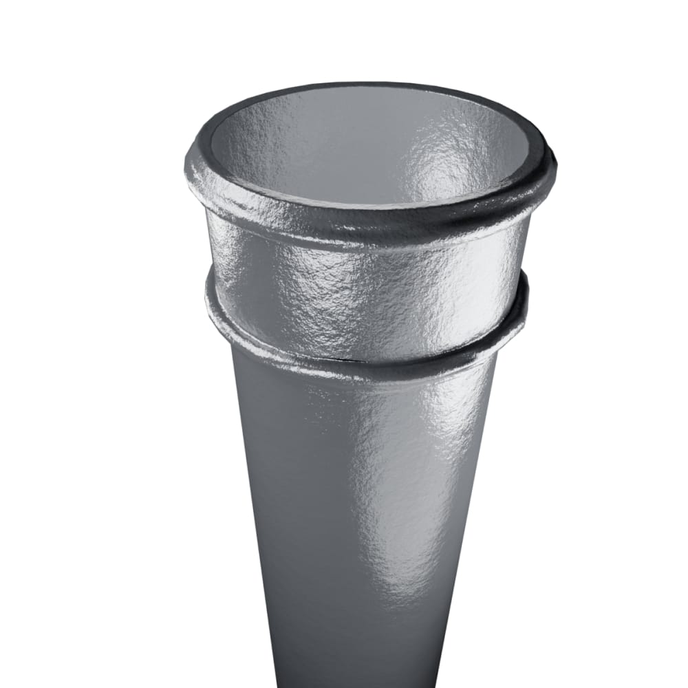 Cast Iron Round Non-Eared Downpipe - Double Socketed - 150mm x 1829mm Primed