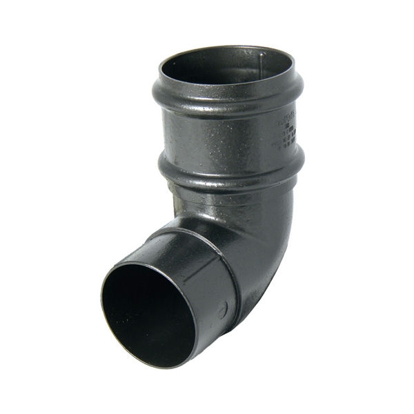 FloPlast Cast Iron Effect Round Downpipe Bend - 92.5 Degree x 68mm