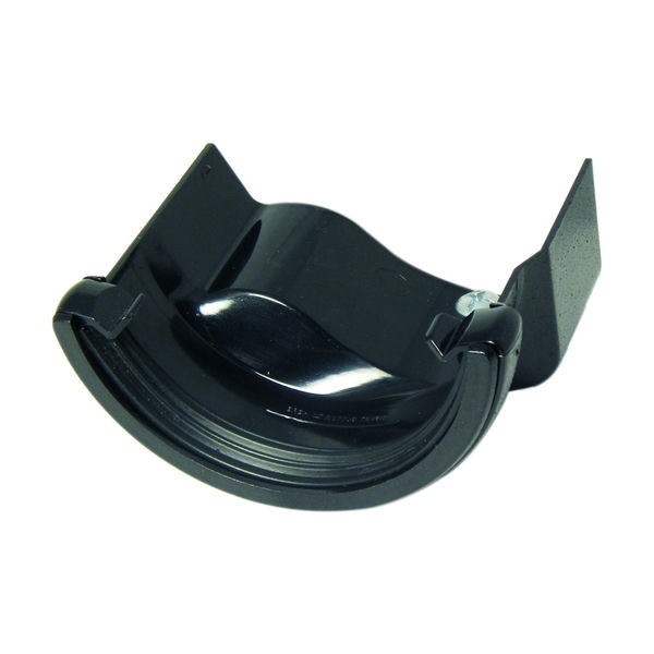 FloPlast PVC Half Round to Cast Iron Ogee Left Hand Gutter Adaptor - Cast Iron Effect
