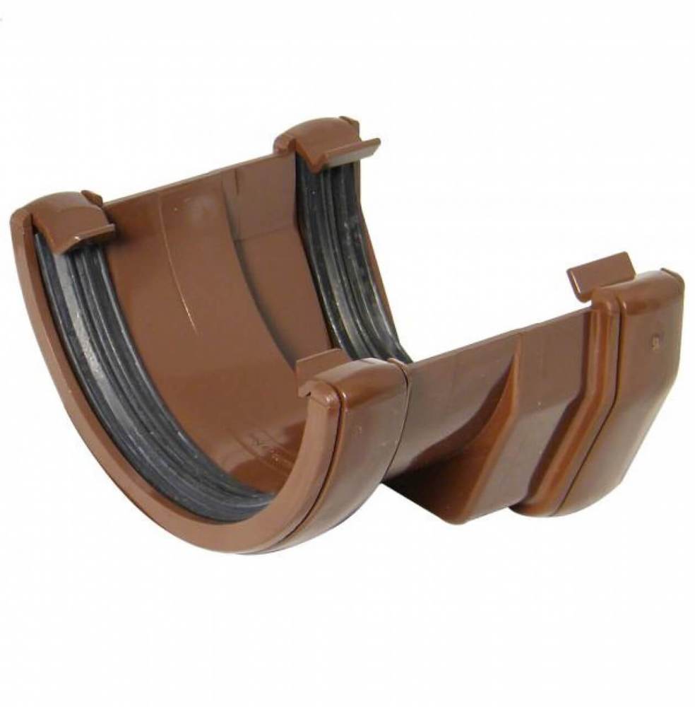 FloPlast PVC Square to PVC Half Round Gutter Adaptor - Brown