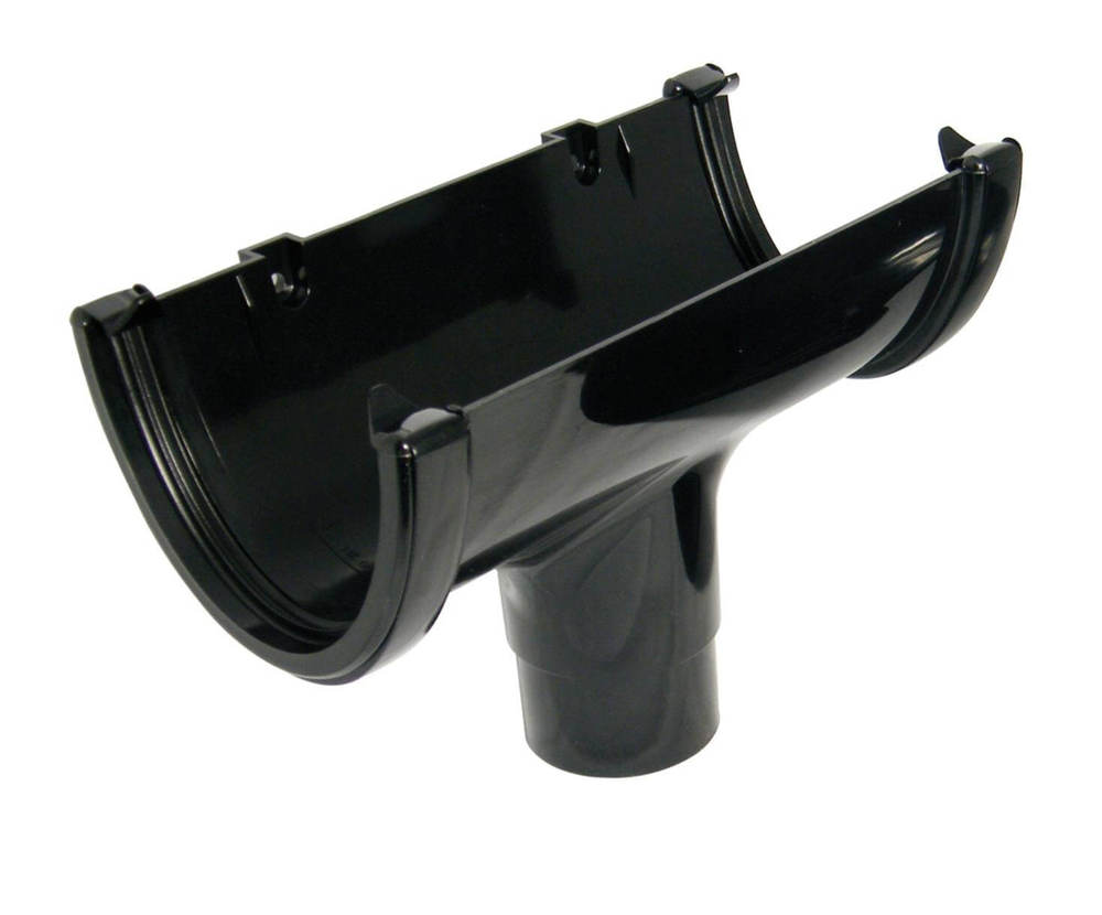 FloPlast Deepflow/ Hi-Cap Gutter Running Outlet - 115mm x 75mm Black