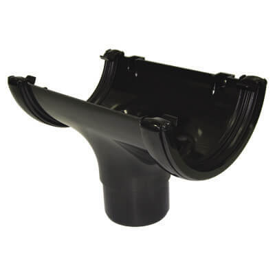 FloPlast Mini Gutter Running Outlet - 76mm Black