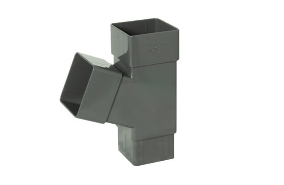 Floplast Anthracite/Grey Square Downpipe Branch - 112 Degree X 65Mm