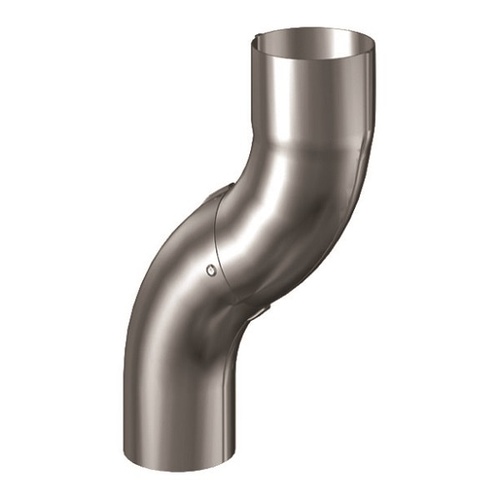 Lindab Magestic Steel Rainwater System One-Piece Offset SOKN 75mm Galvanised Downpipe Connector for 100mm Pipe Stack Projection - Image 2
