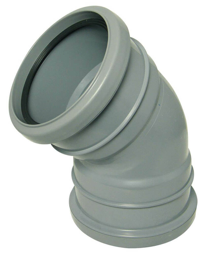 FloPlast Ring Seal Soil Bend Double Socket - 135 Degree x 110mm Grey