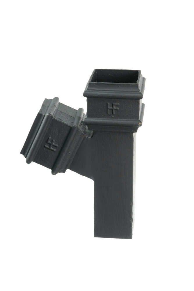 Cast Iron Square Downpipe Branch - 112.5 Degree x 75mm Primed
