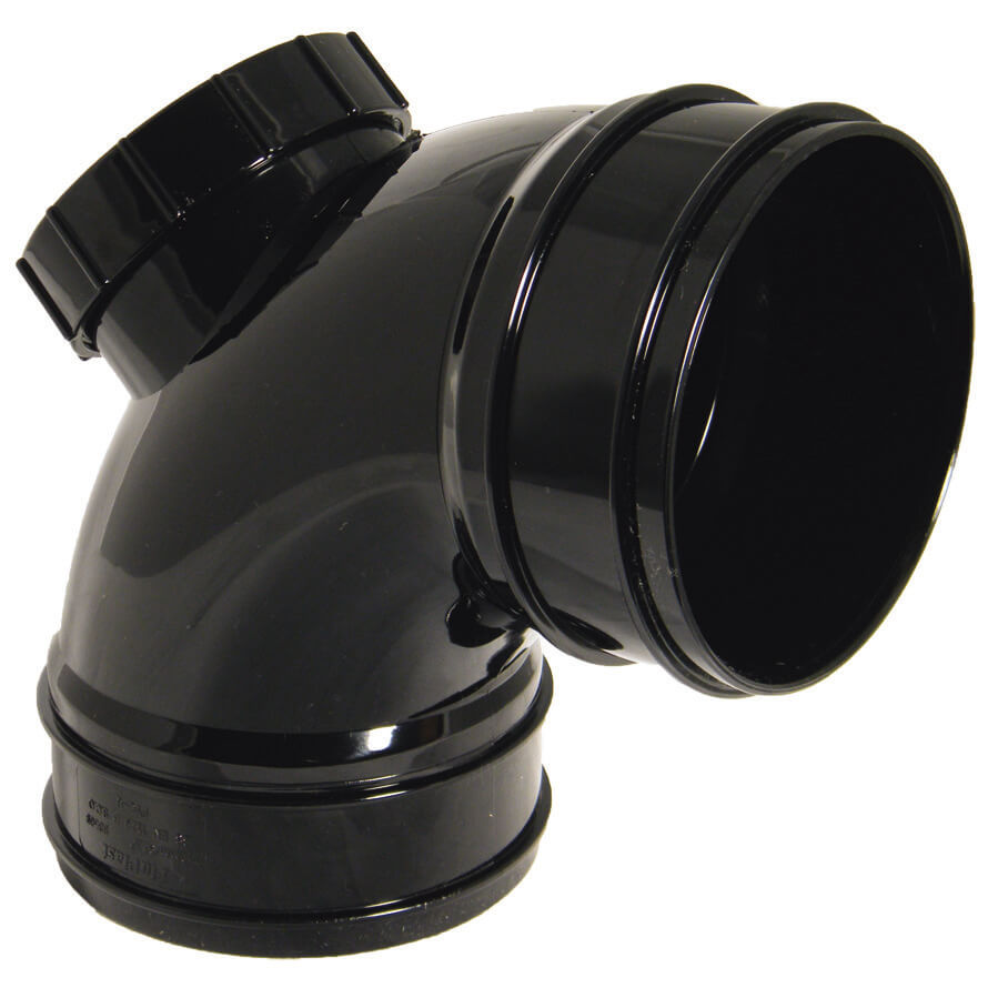 Floplast Black Solvent Weld Soil Access Bend - 92.5 Degree X 110Mm