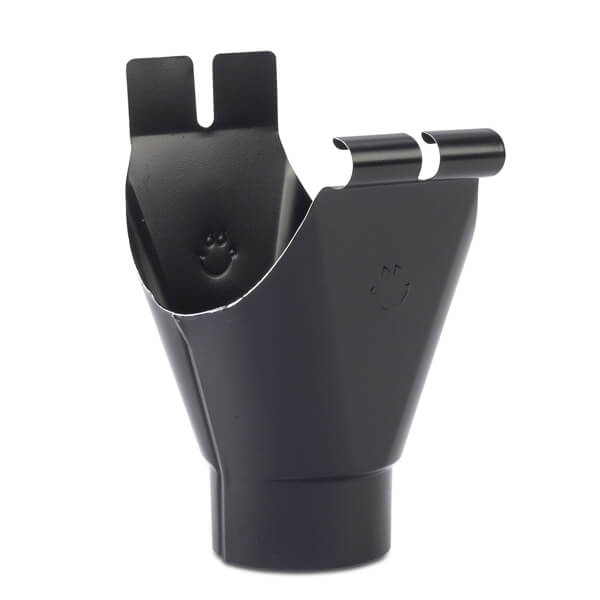 Steel Gutter Running Outlet - 135mm Black