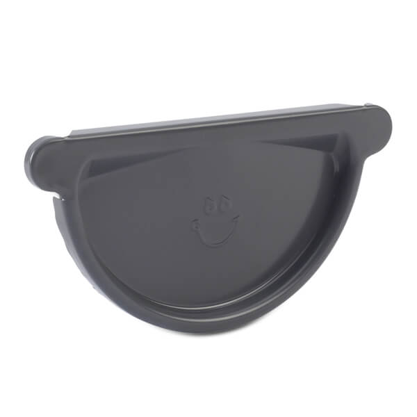 Steel Gutter External Stopend - 135mm Graphite Grey