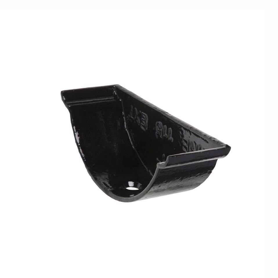 Hargreaves Premier Cast Iron Beaded Half Round Gutter External Stopend - 115mm Black