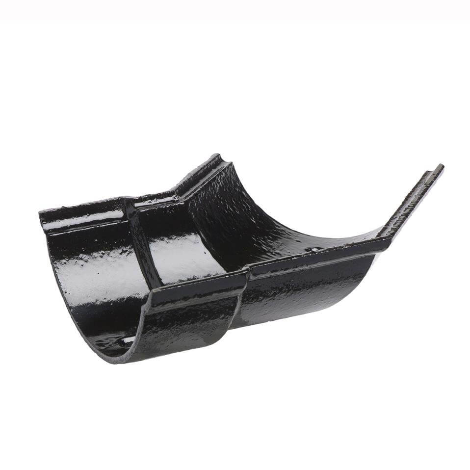 Cast Iron Beaded Half Round Gutter Left Hand Angle - 135 Degree x 125mm Black