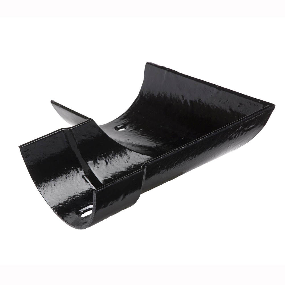 Cast Iron Half Round Gutter Left Hand Angle - 90 Degree x 100mm Black