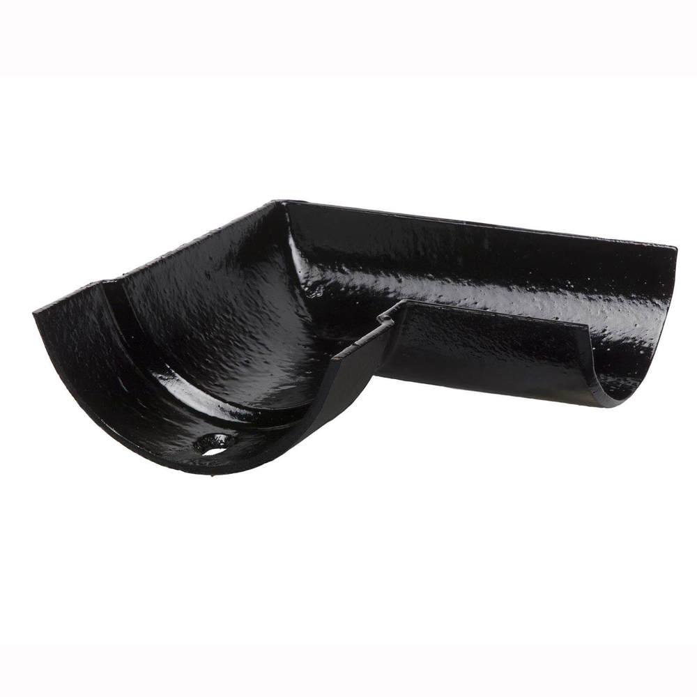 Cast Iron Half Round Gutter Right Hand Angle - 90 Degree x 100mm Black