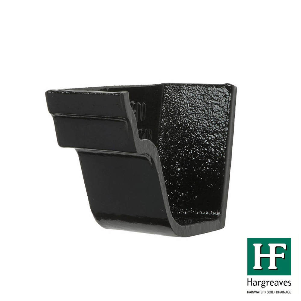 Cast Iron Notts Ogee Gutter Left Hand Internal Stopend - 115mm Black