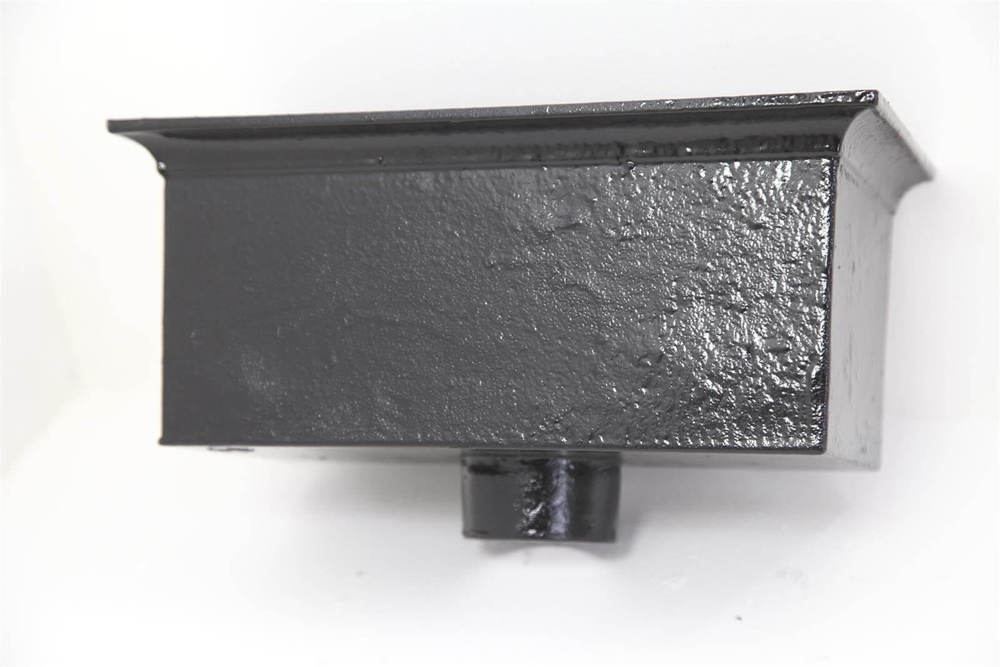 Cast Iron Rectangular Hopper Head Outlet - 457mm for 65mm Downpipe Black