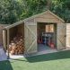 Forest Garden Tongue & Groove Apex Shed - Double Door with Log Store - 10' x 8'