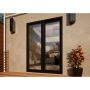 Aluminium Sliding Door Part Q Compliant - 1500mm Black - Left Hand Slide & Right Hand Fixed