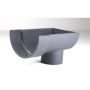Cast Iron Deep Half Round Gutter Stopend Outlet - 125mm for 65mm Downpipe Primed