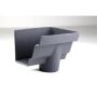 Cast Iron Moulded Ogee Gutter Right Hand Stopend Outlet - 125mm for 100mm Downpipe Primed