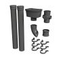 FloPlast 110mm Industrial/Xtraflo Downpipe Kit - Hopper w Access Pipe - Grey