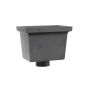 Cast Iron Rectangular Standard Hopper Head Plain Outlet - 305mm for 65mm Downpipe Grey Primed