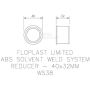 FloPlast Solvent Weld Waste Reducer - 40mm x 32mm Grey