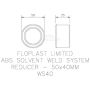 FloPlast Solvent Weld Waste Reducer - 50mm x 40mm White
