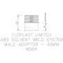 FloPlast Solvent Weld Waste Iron Coupling Male - 40mm White - Pack of 2