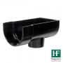 Cast Iron Deep Half Round Gutter Stopend Outlet - 125mm for 75mm Downpipe Black