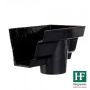Cast Iron Moulded Ogee Gutter Right Hand Stopend Outlet - 125mm for 65mm Downpipe Black
