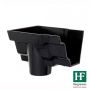 Cast Iron Moulded Ogee Gutter Left Hand Stopend Outlet - 125mm for 65mm Downpipe Black
