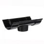 Cast Iron Beaded Half Round Gutter Running Outlet - 125mm for 65mm Downpipe Black