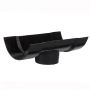 Cast Iron Half Round Gutter Running Outlet - 115mm for 65mm Downpipe Black