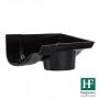 Cast Iron Ogee Gutter Right Hand Stopend Outlet - 125mm for 65mm Downpipe Black